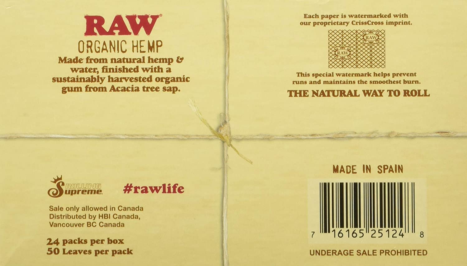 Raw Classic 1.25 1 1/4 Size Rolling Papers Full - Box of 24 Pack - Smoker's World of Hollywood