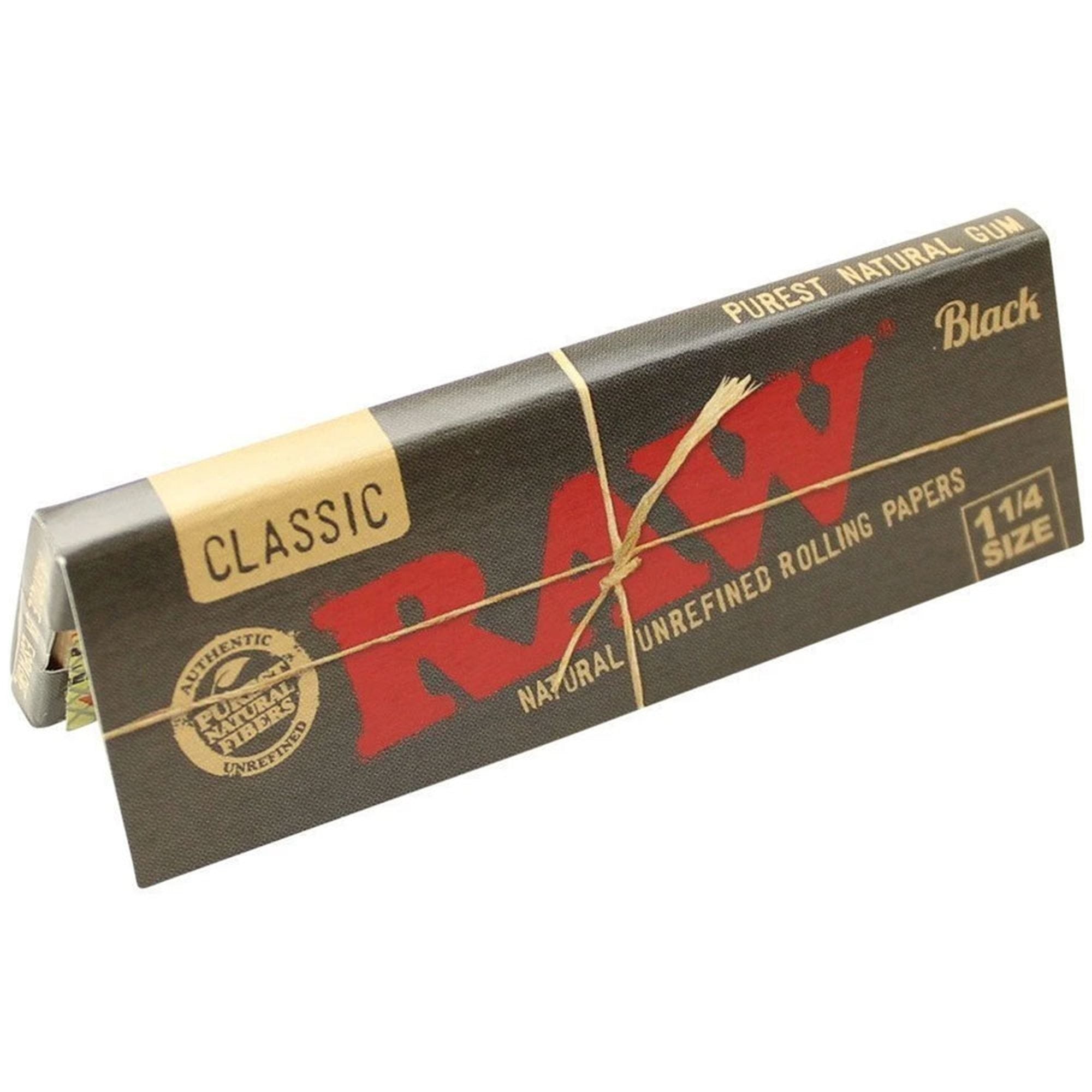 Raw Black 1.25 1 1/4 Size Rolling Papers Full - Box of 24 Pack - Smoker's World of Hollywood