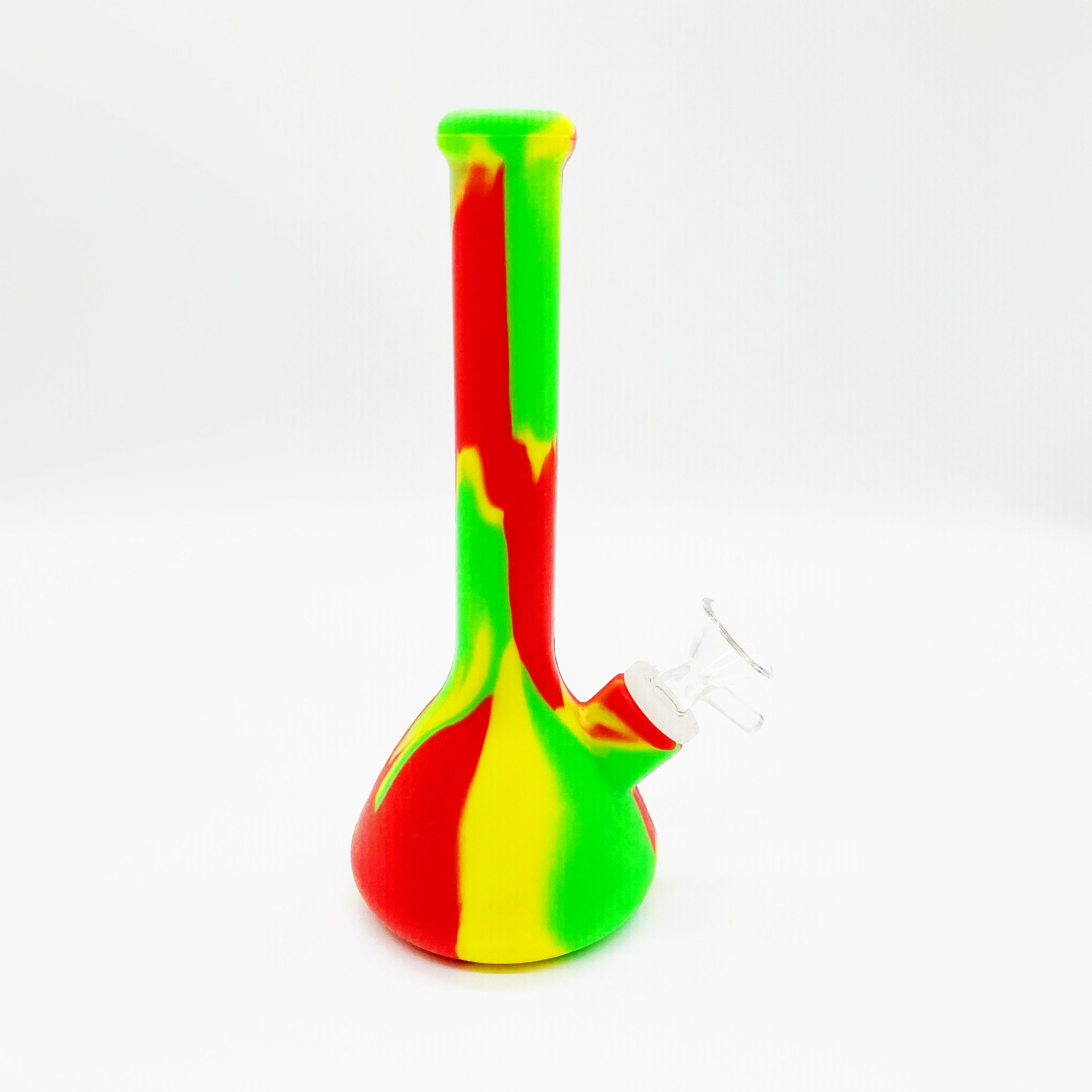 7" Rasta Colored Silicone Waterpipe with Glass Bowl Wholesale
