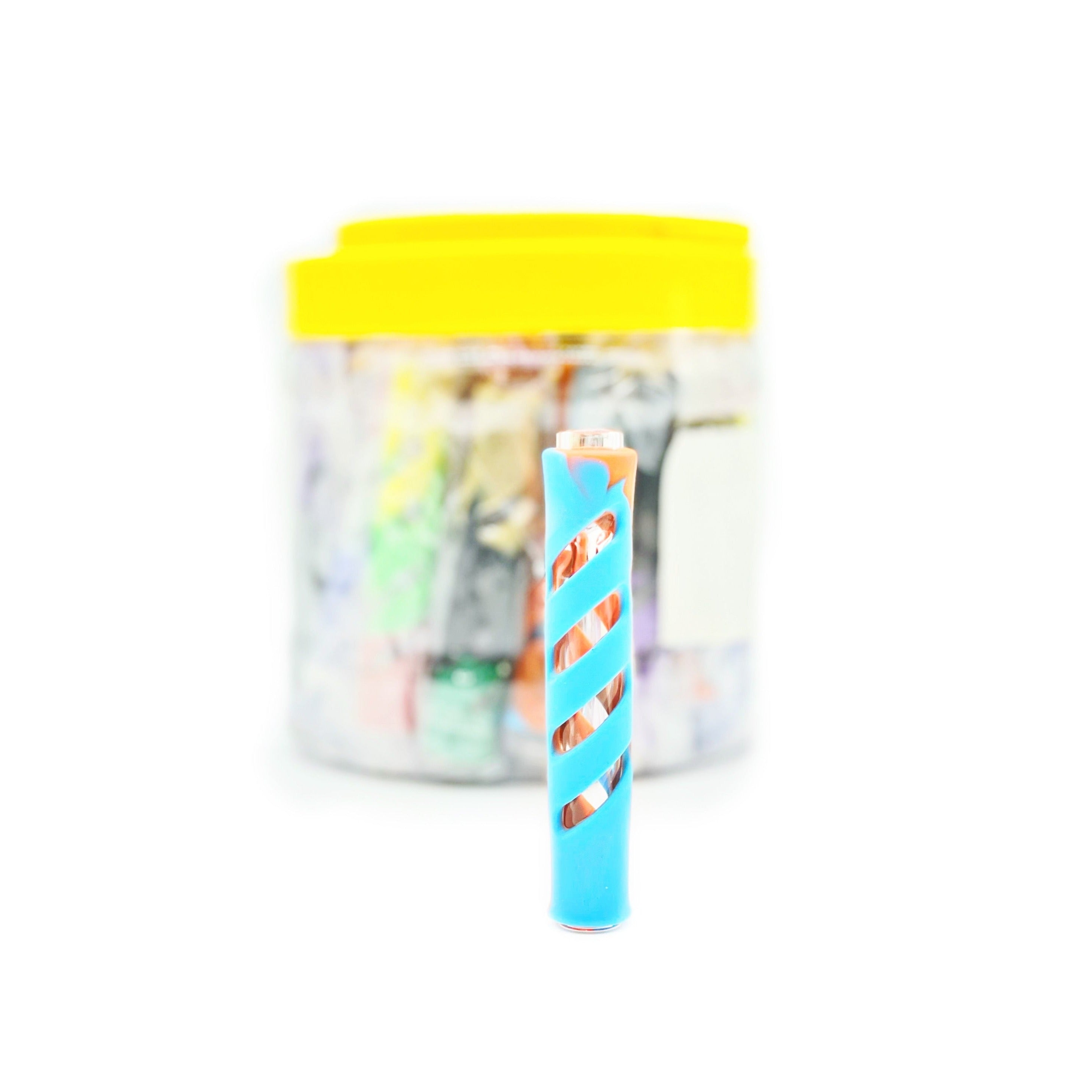 3" Chillium / One Hitter Glass with Colorful Silicone Cover - 1 Jar / 30pcs