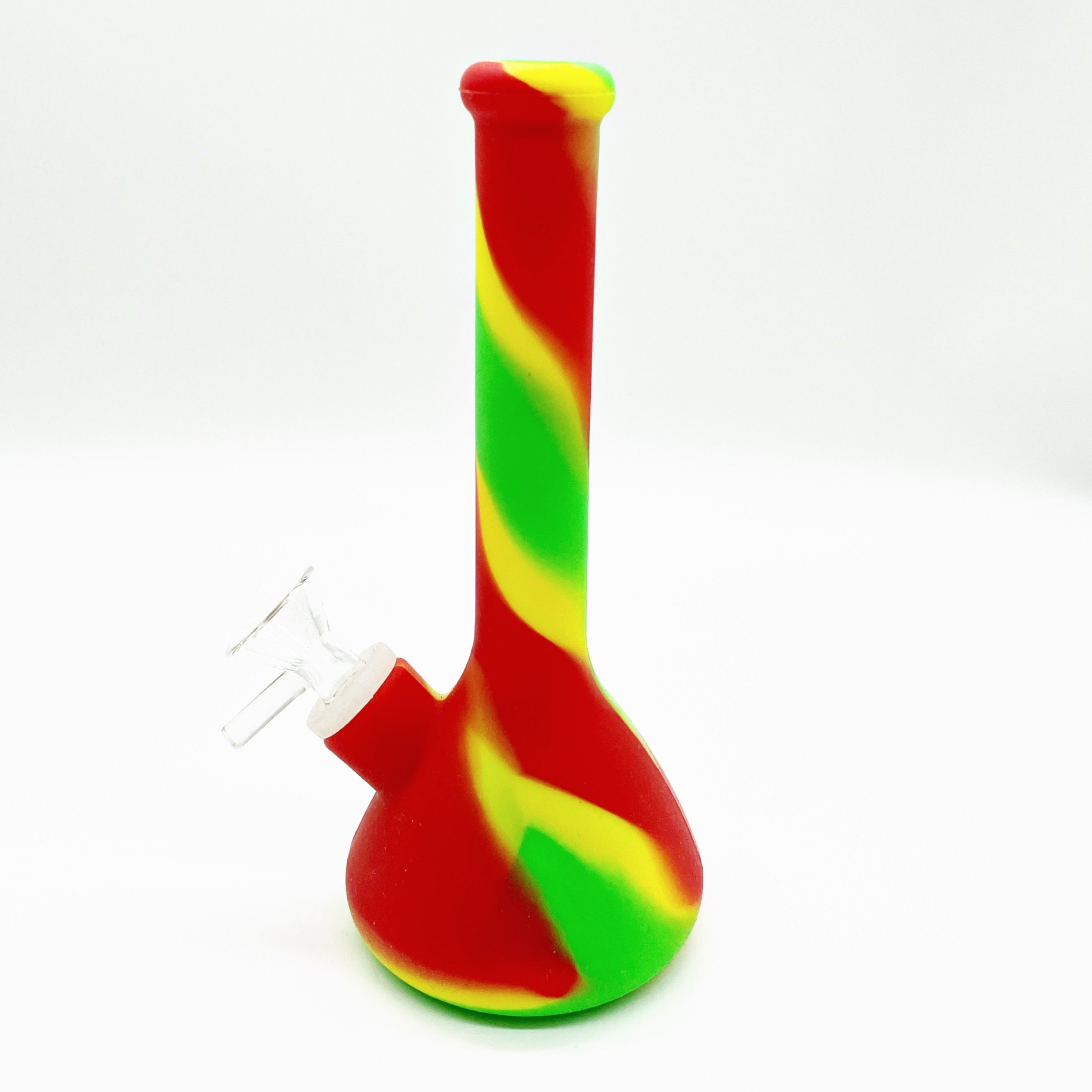 7" Rasta Colored Silicone Waterpipe with Glass Bowl Wholesale