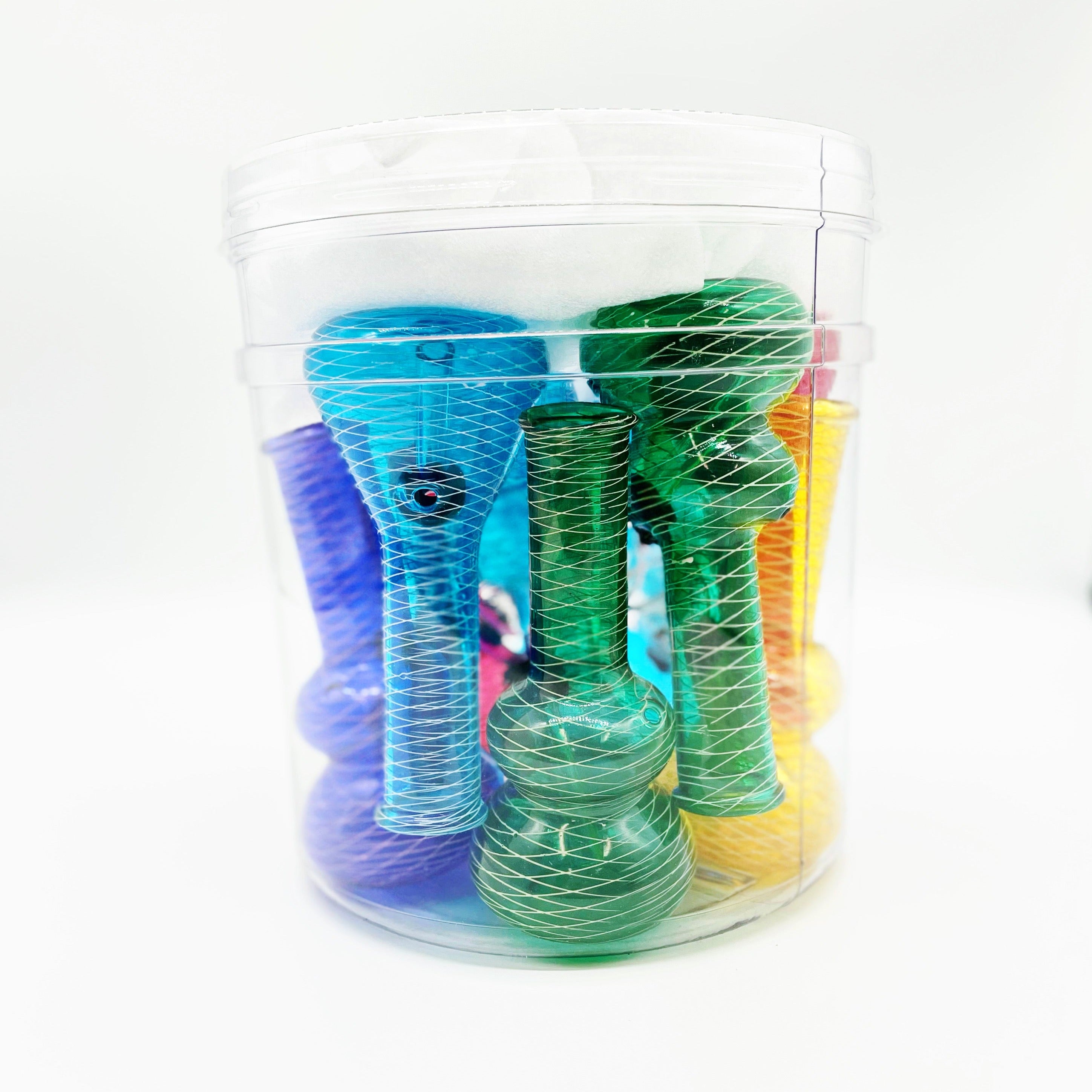 4'' Assorted Colored Glass Waterpipes - 1 Jar / 11ct