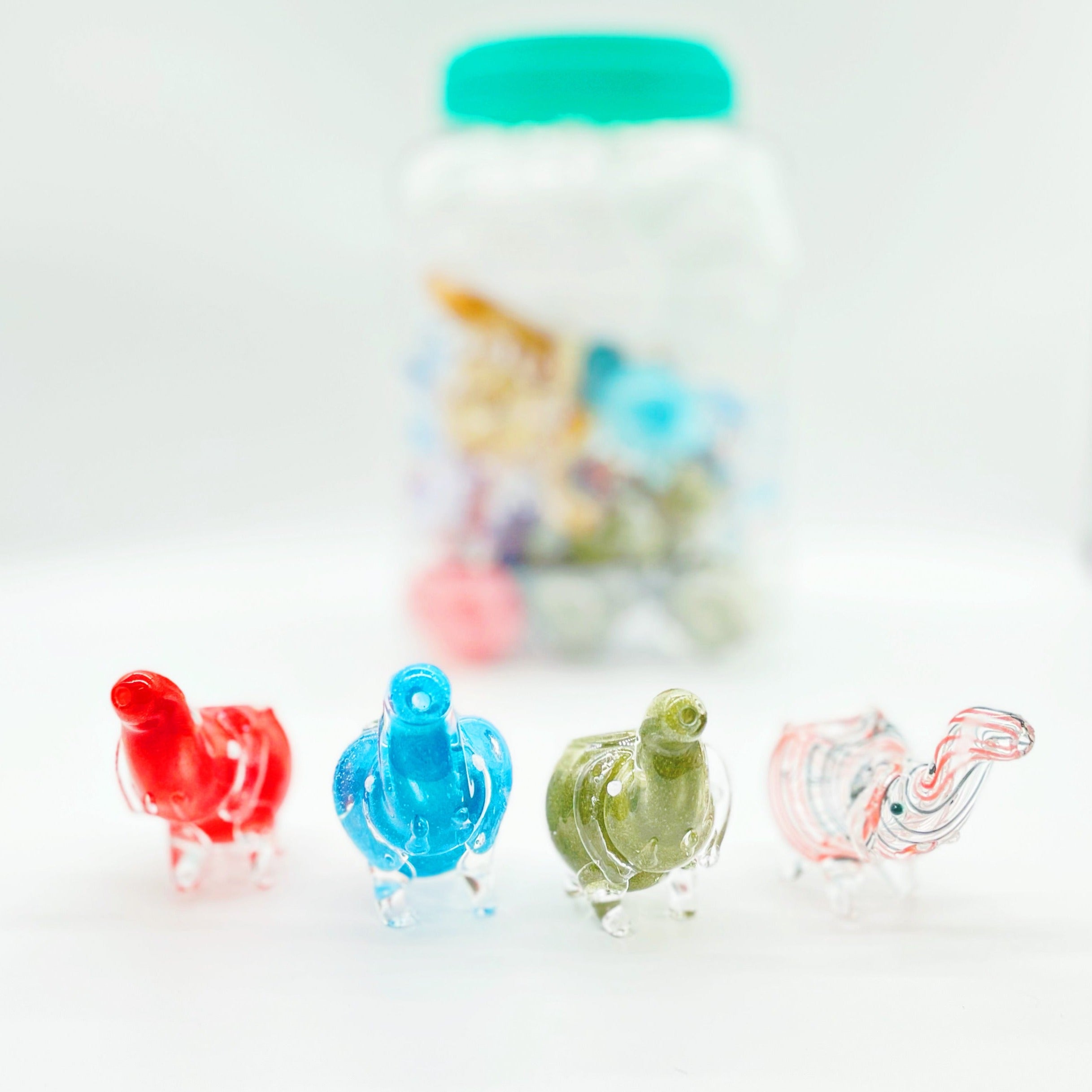 Mini Elephant Colorful Glass Hand Pipes Wholesale -  1 Jar / 30pcs