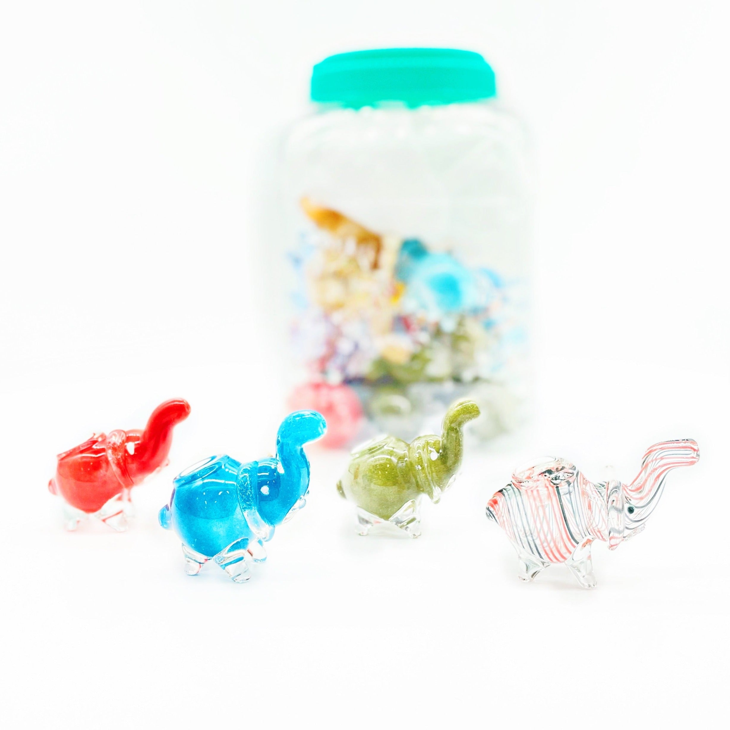 Mini Elephant Colorful Glass Hand Pipes Wholesale -  1 Jar / 30pcs