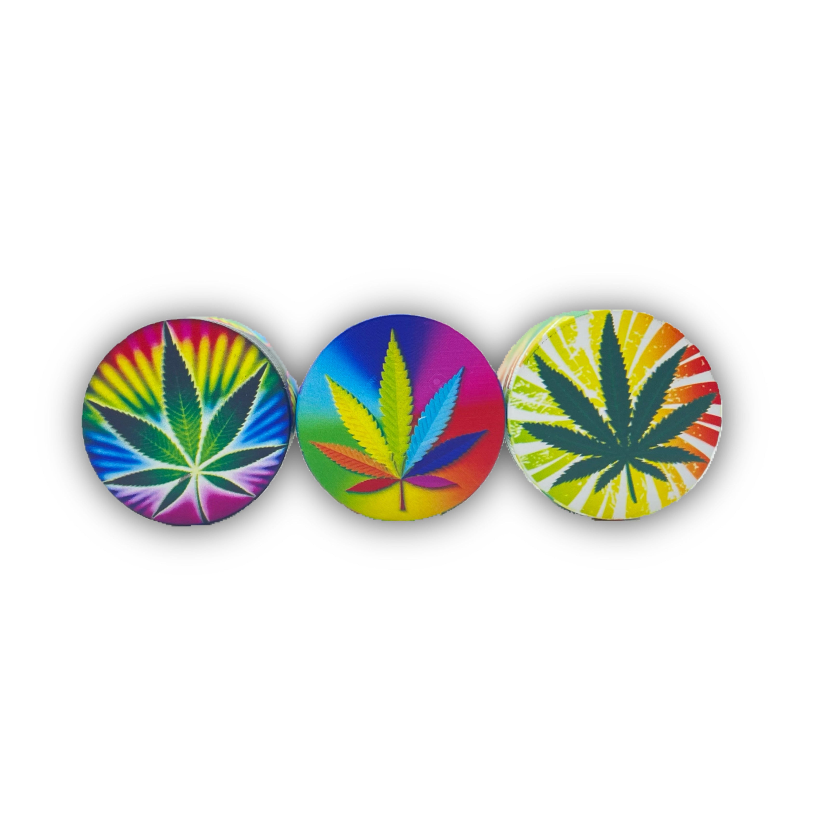 Assorted Marijuana Leaf Designed 4-Stage Grinders Wholesale - 1 Box / 12pcs