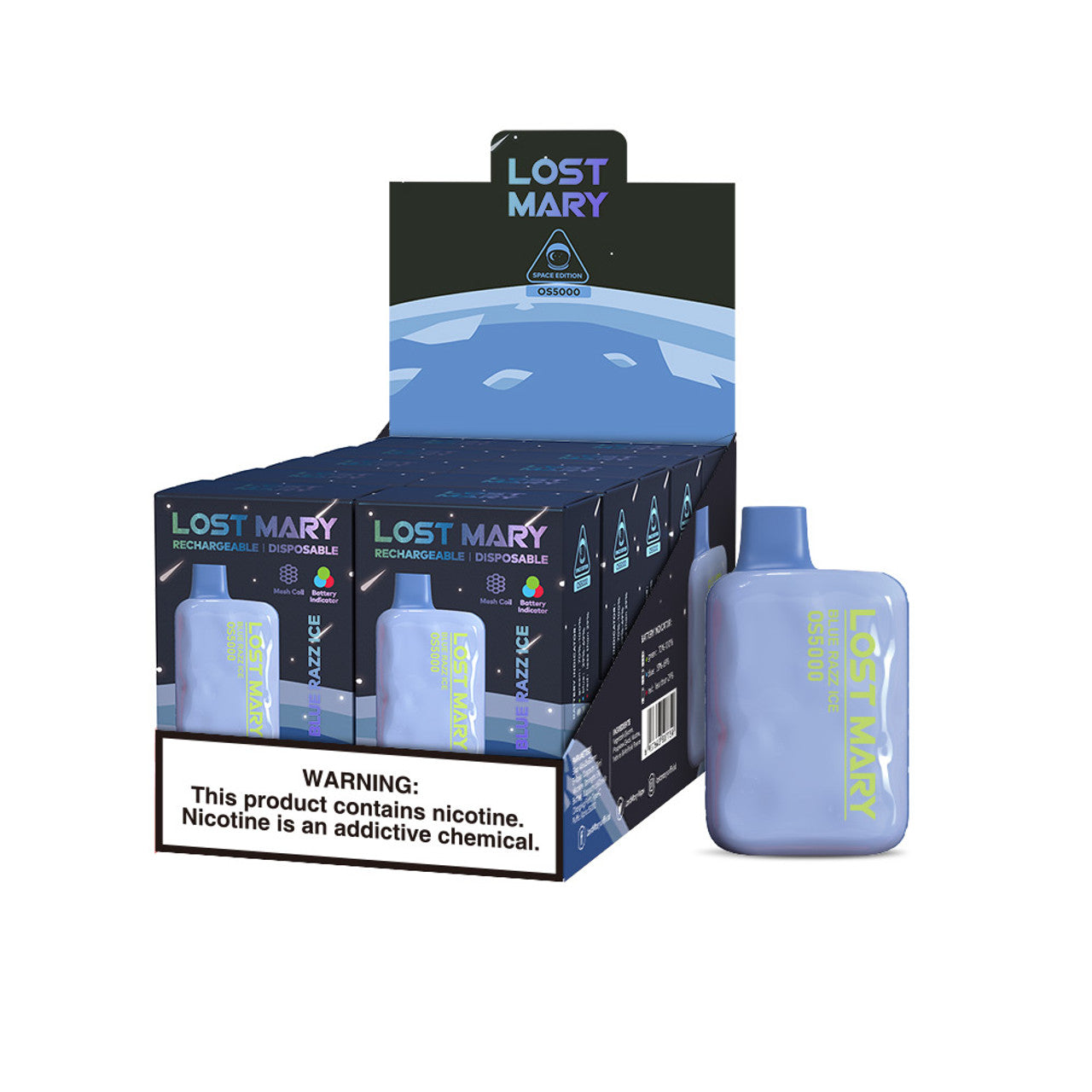 EB Lost Mary OS5000 Puffs Rechargeable Disposable Kit Vape Wholesale - 1 Box / 10pcs