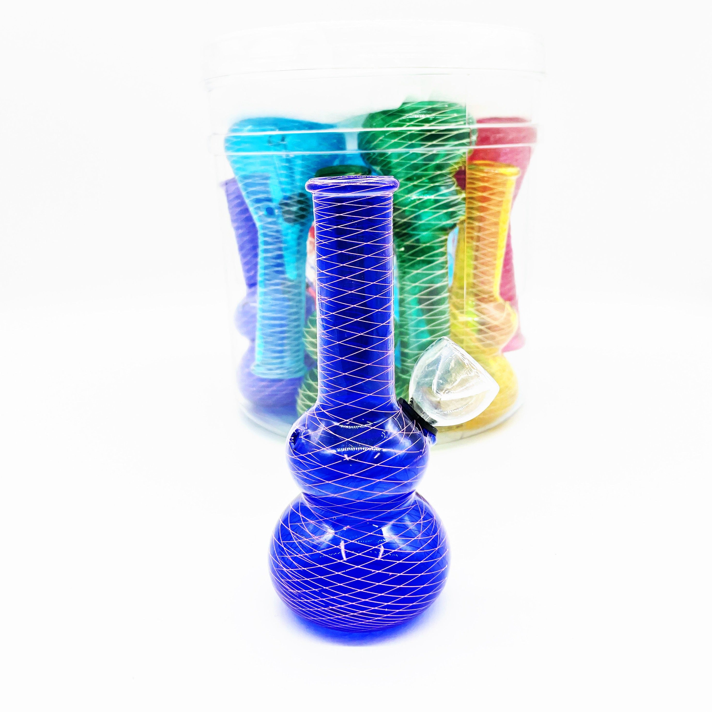 4'' Assorted Colored Glass Waterpipes - 1 Jar / 11ct
