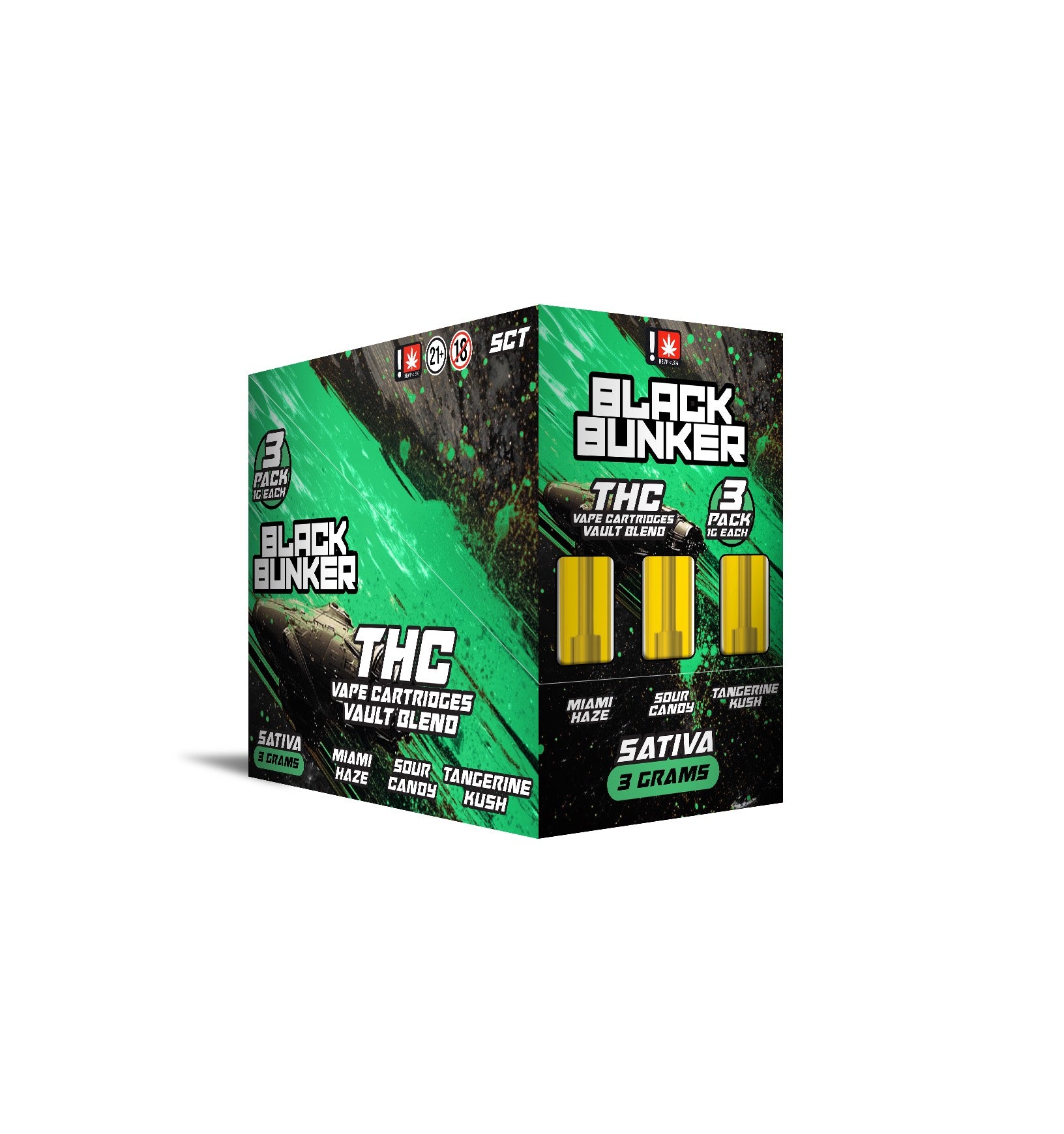 Black Bunker THC Vape (3) 1 Gram Cartridge - 5ct.
