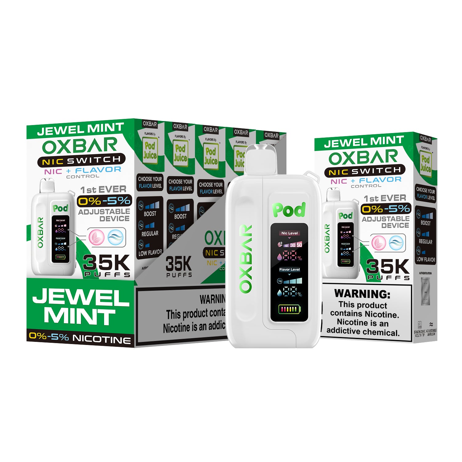 OXBAR x Pod Juice Nic Switch 35K Puffs Disposable Vape Device - 5ct.