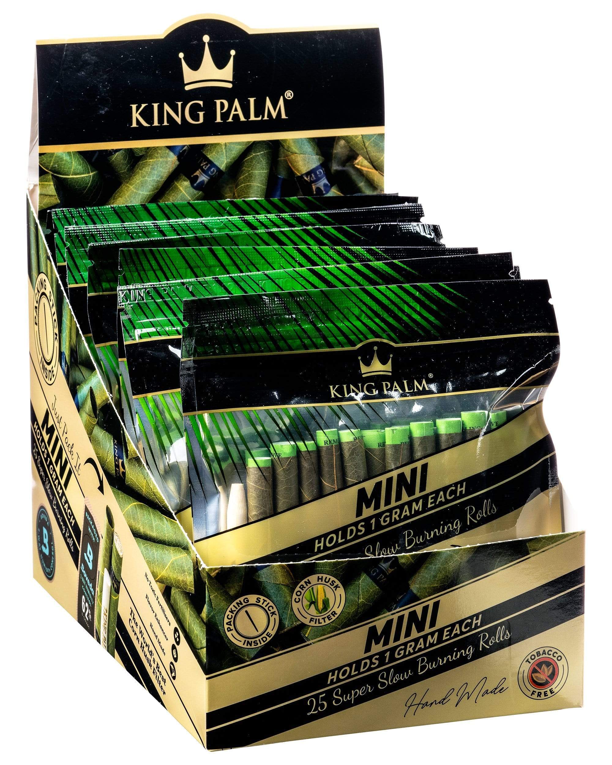 King Palm Cones Slow Burning Mini Rolls 25pk - 8 Pouches/1 Box