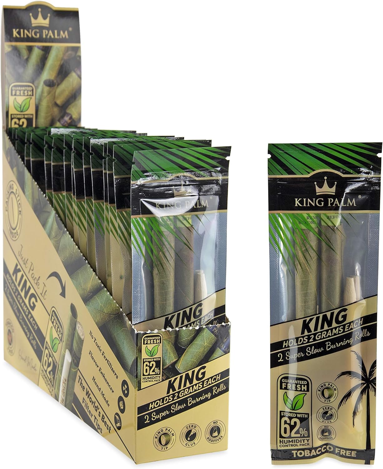 King Palm Cones Slow Burning King Rolls 2pk - 1 Box/20 Pouches