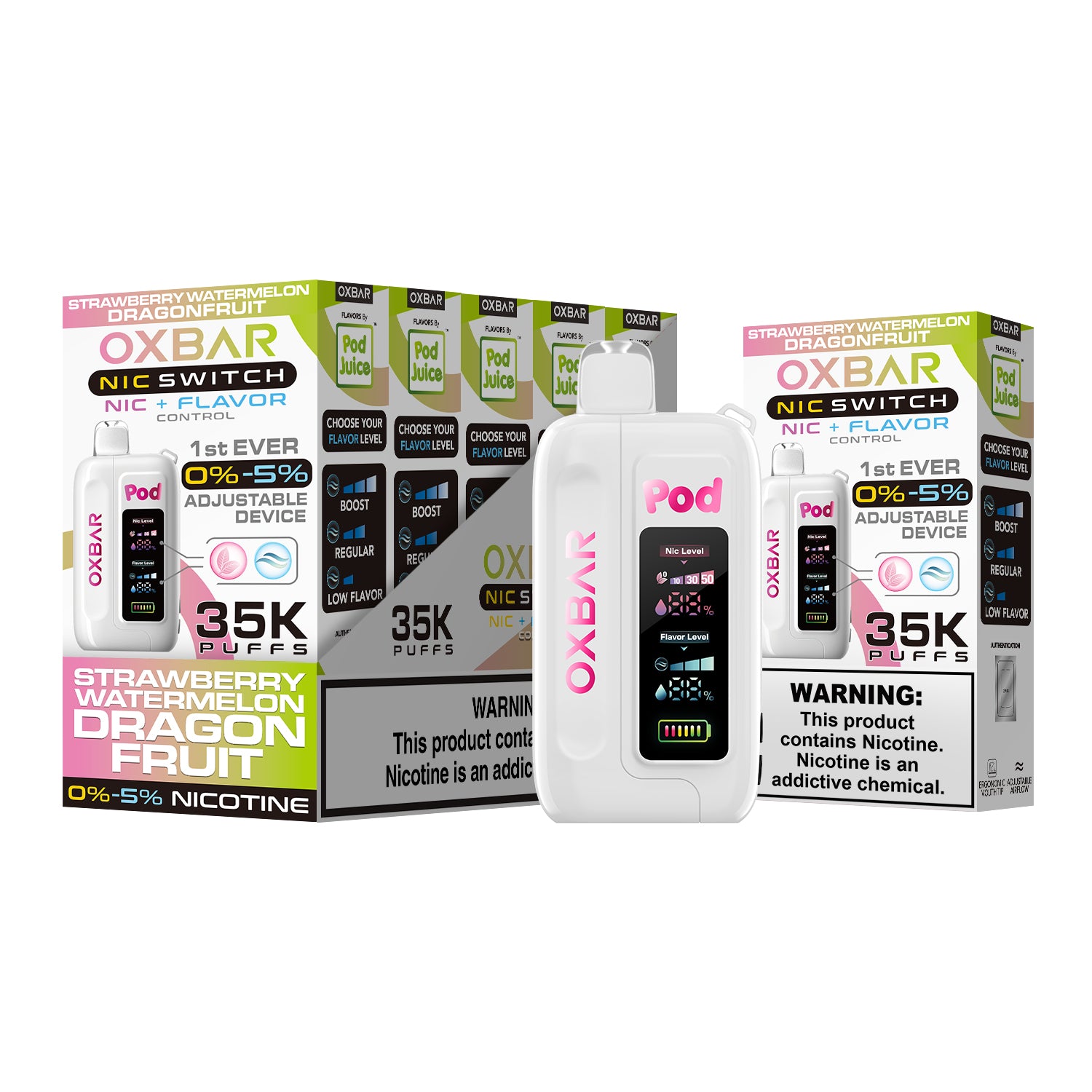 OXBAR x Pod Juice Nic Switch 35K Puffs Disposable Vape Device - 5ct.