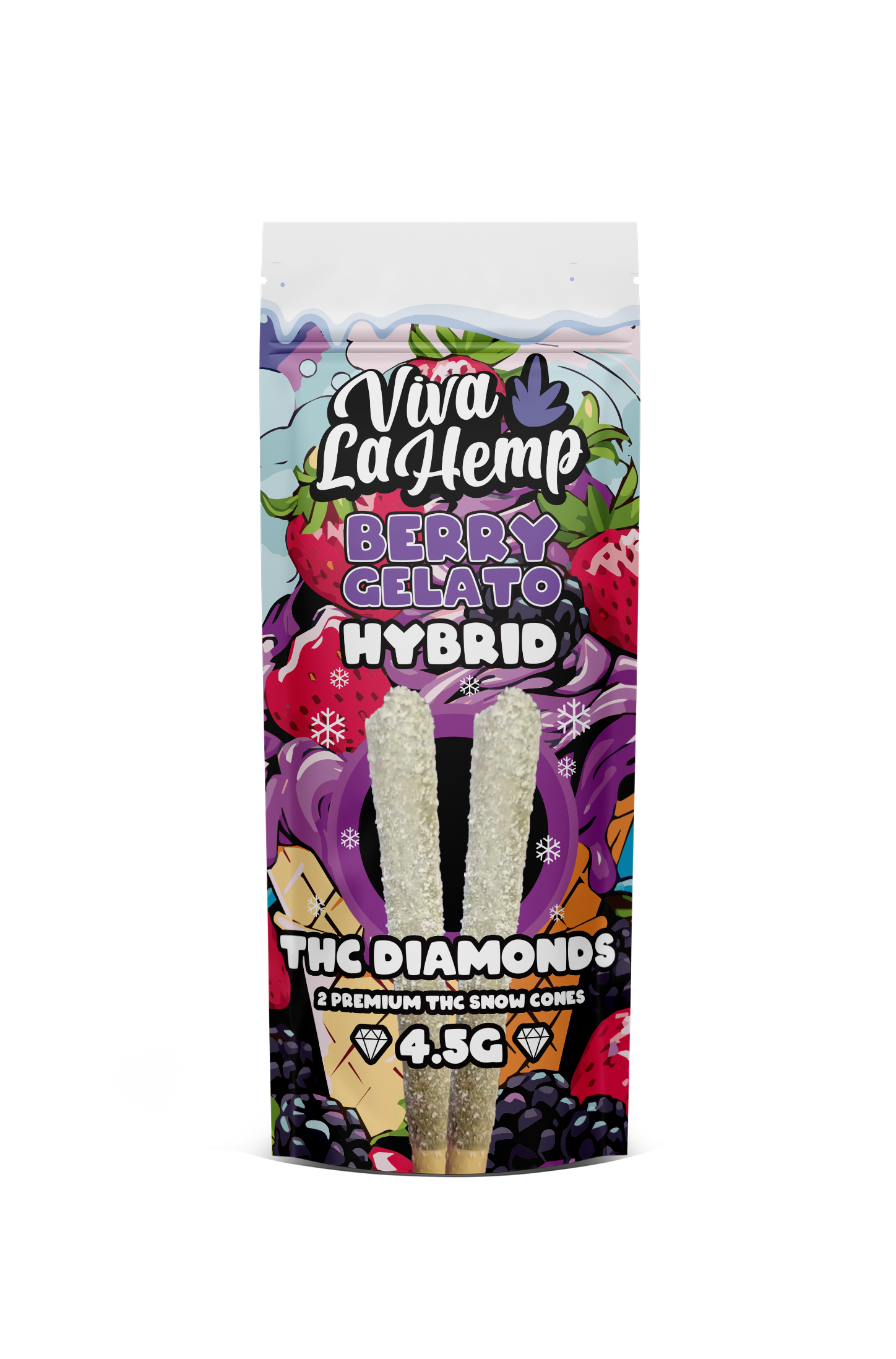 Viva La Hemp 4.5G THC Diamonds - 2 Premium THC Snow Cones - 6ct.