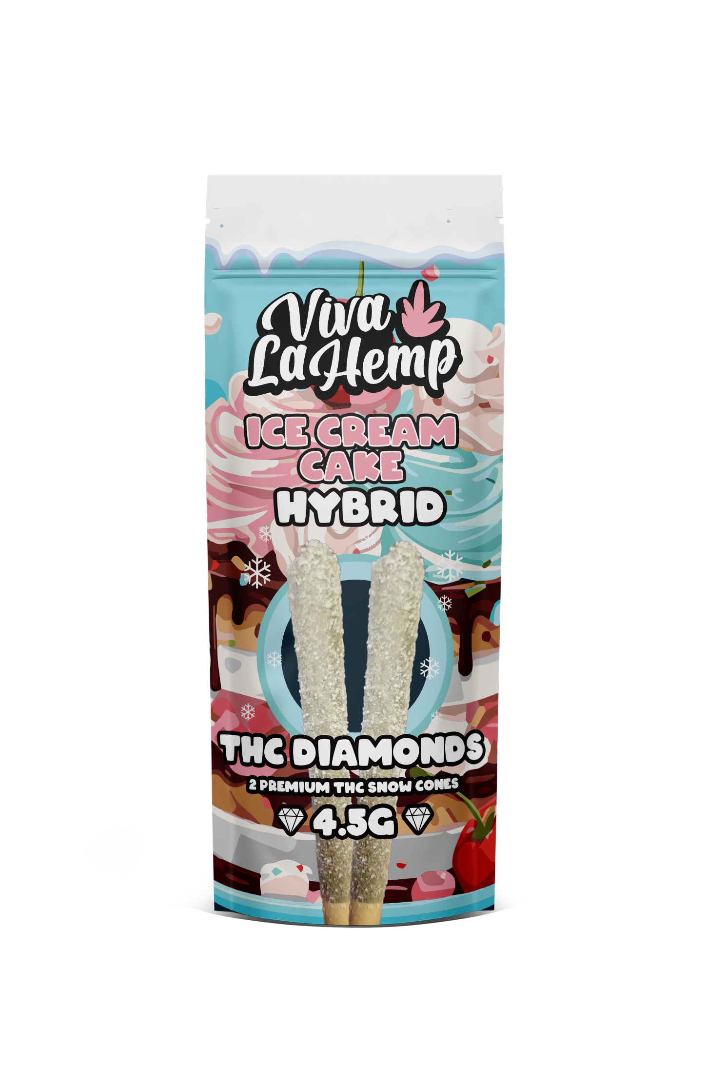 Viva La Hemp 4.5G THC Diamonds - 2 Premium THC Snow Cones - 6ct.