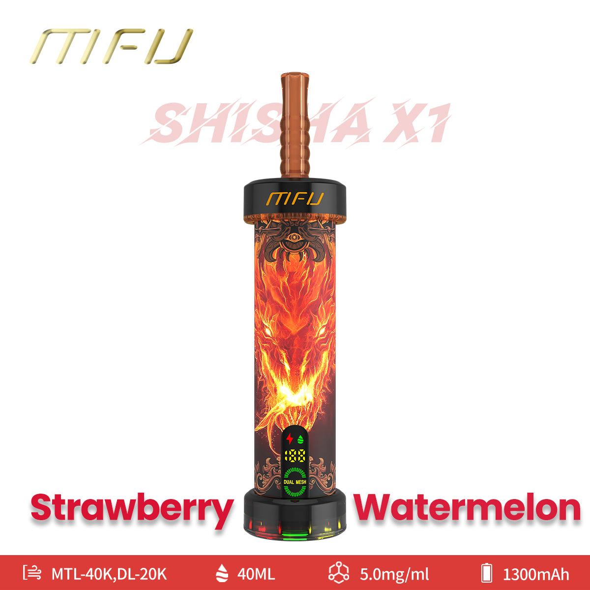 MFU Shisha X1 40000 Puffs Hookah Vape - 10pk