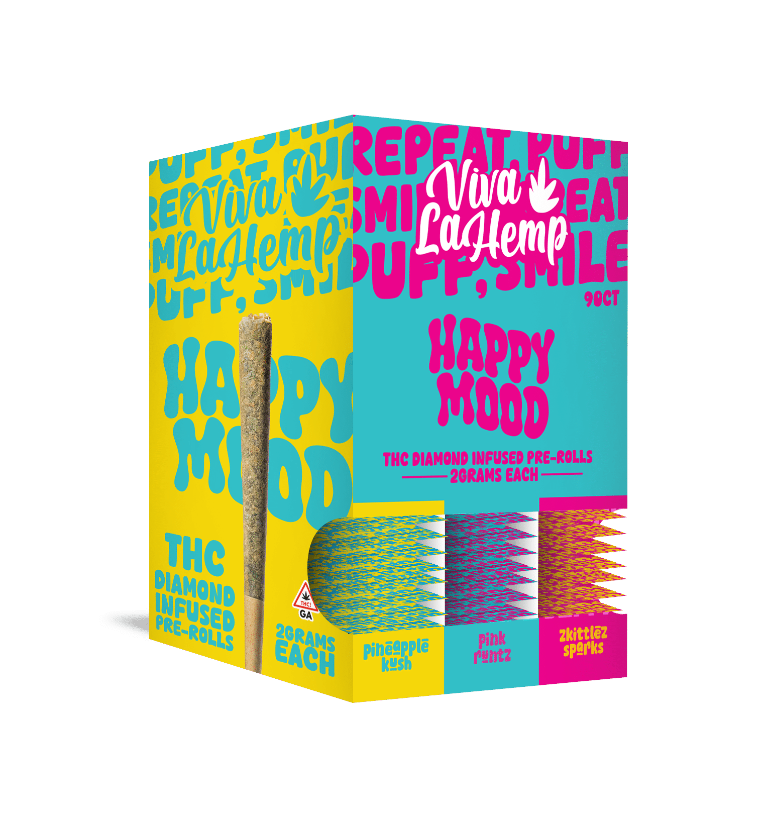 Viva La Hemp Happy Mood - 2g THC Diamond Infused Pre-Rolls - 90ct
