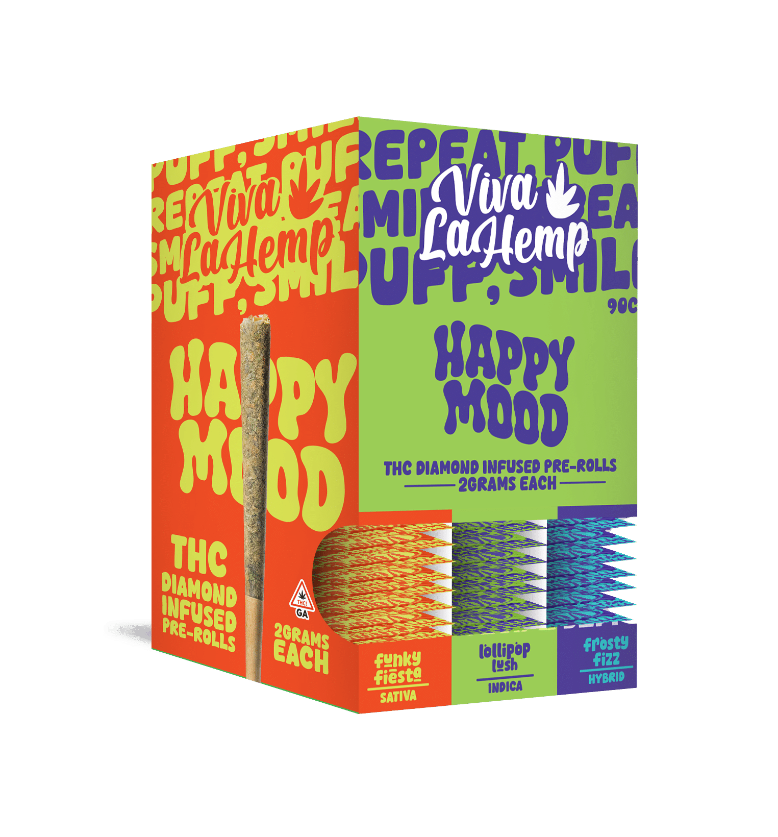 Viva La Hemp Happy Mood - 2g THC Diamond Infused Pre-Rolls - 90ct
