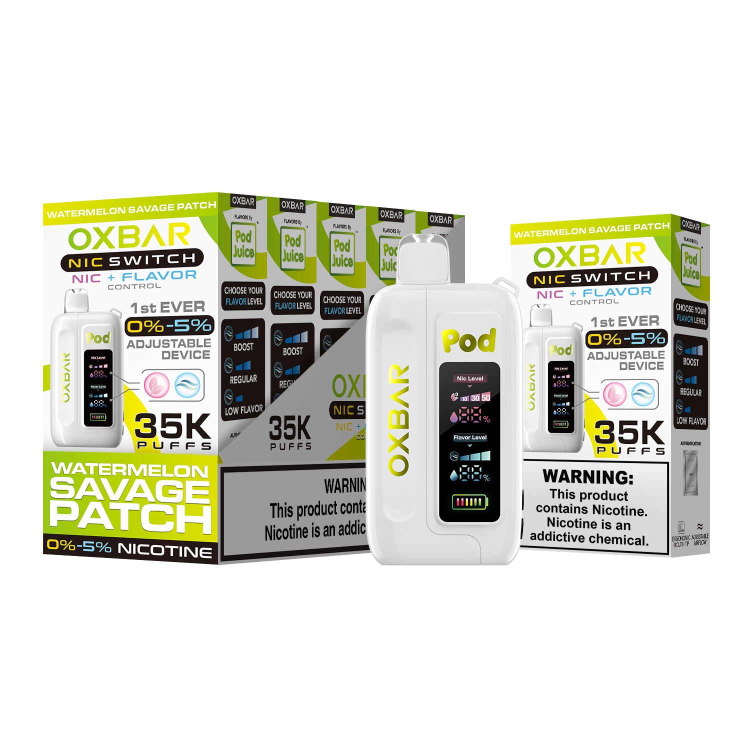 OXBAR x Pod Juice Nic Switch 35K Puffs Disposable Vape Device - 5ct.