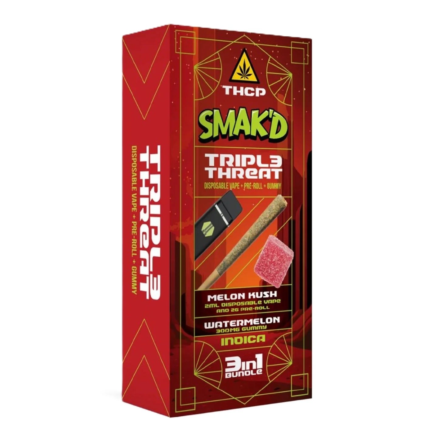 SMAK'D Triple Threat 3-in-1 Bundle (Disposable Vape + Pre-Roll + Gummy) - 5ct.