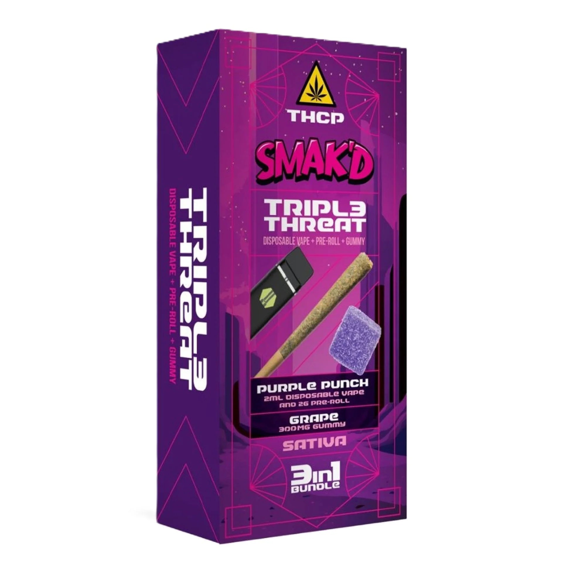 SMAK'D Triple Threat 3-in-1 Bundle (Disposable Vape + Pre-Roll + Gummy) - 5ct.