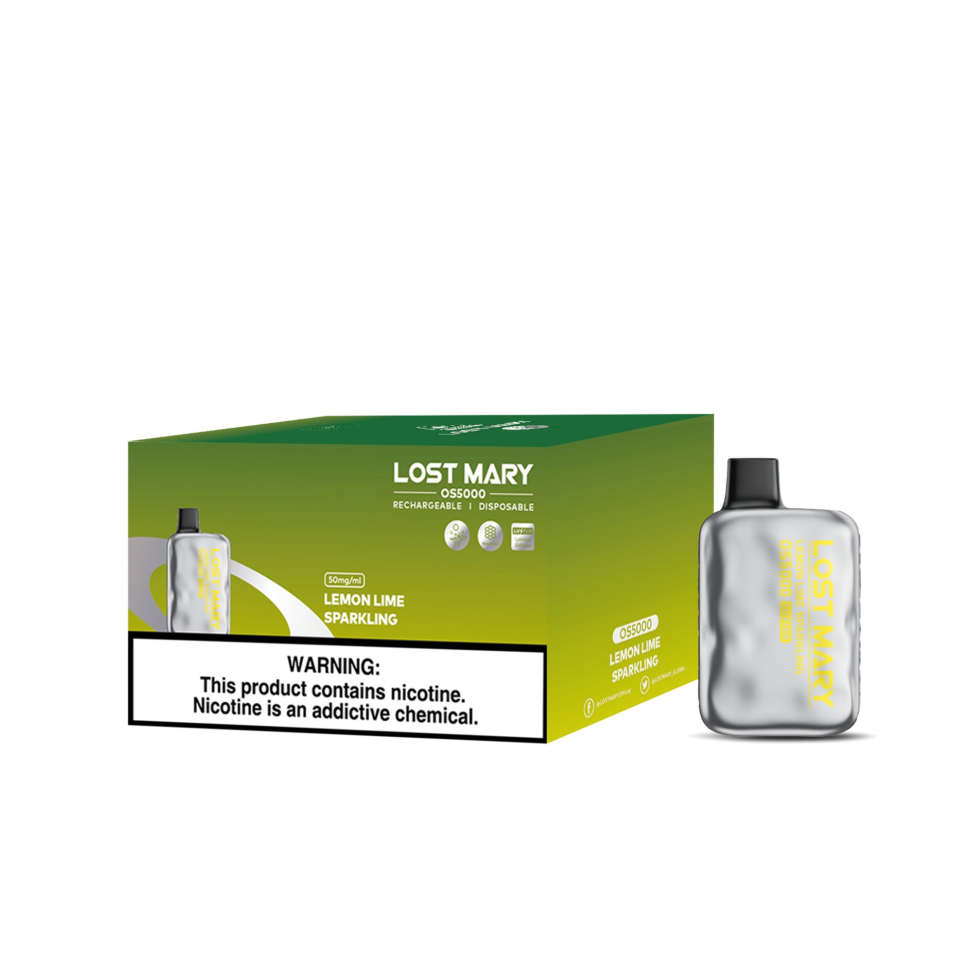 EB Lost Mary Luster OS5000 Puffs Rechargeable Disposable Vape Kit Wholesale - 1 Box / 10pcs