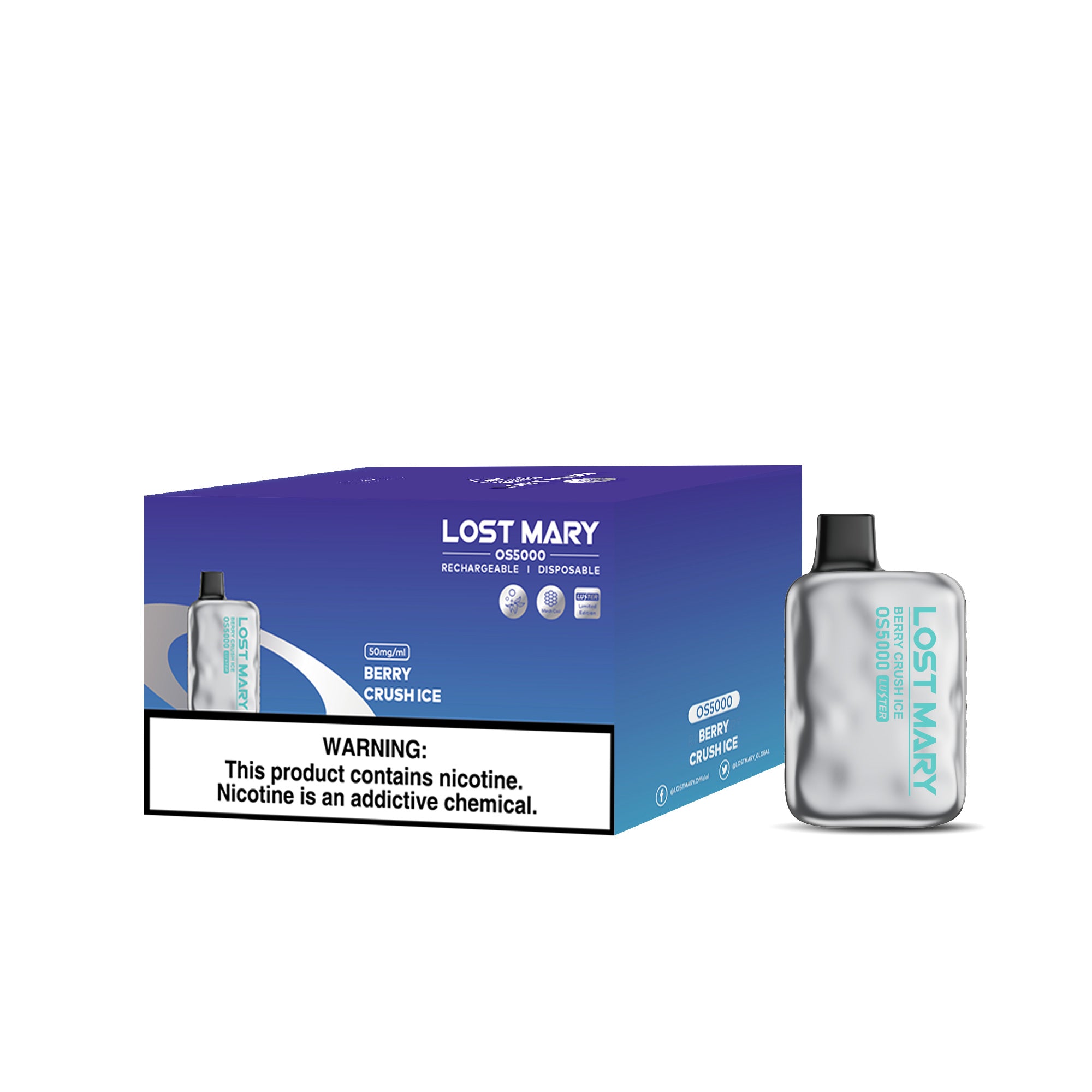EB Lost Mary Luster OS5000 Puffs Rechargeable Disposable Vape Kit Wholesale - 1 Box / 10pcs