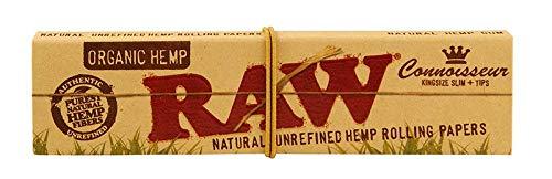 Raw Organic Hemp Connoisseur King Size Slim + Tips 24 per Box - Smoker's World of Hollywood