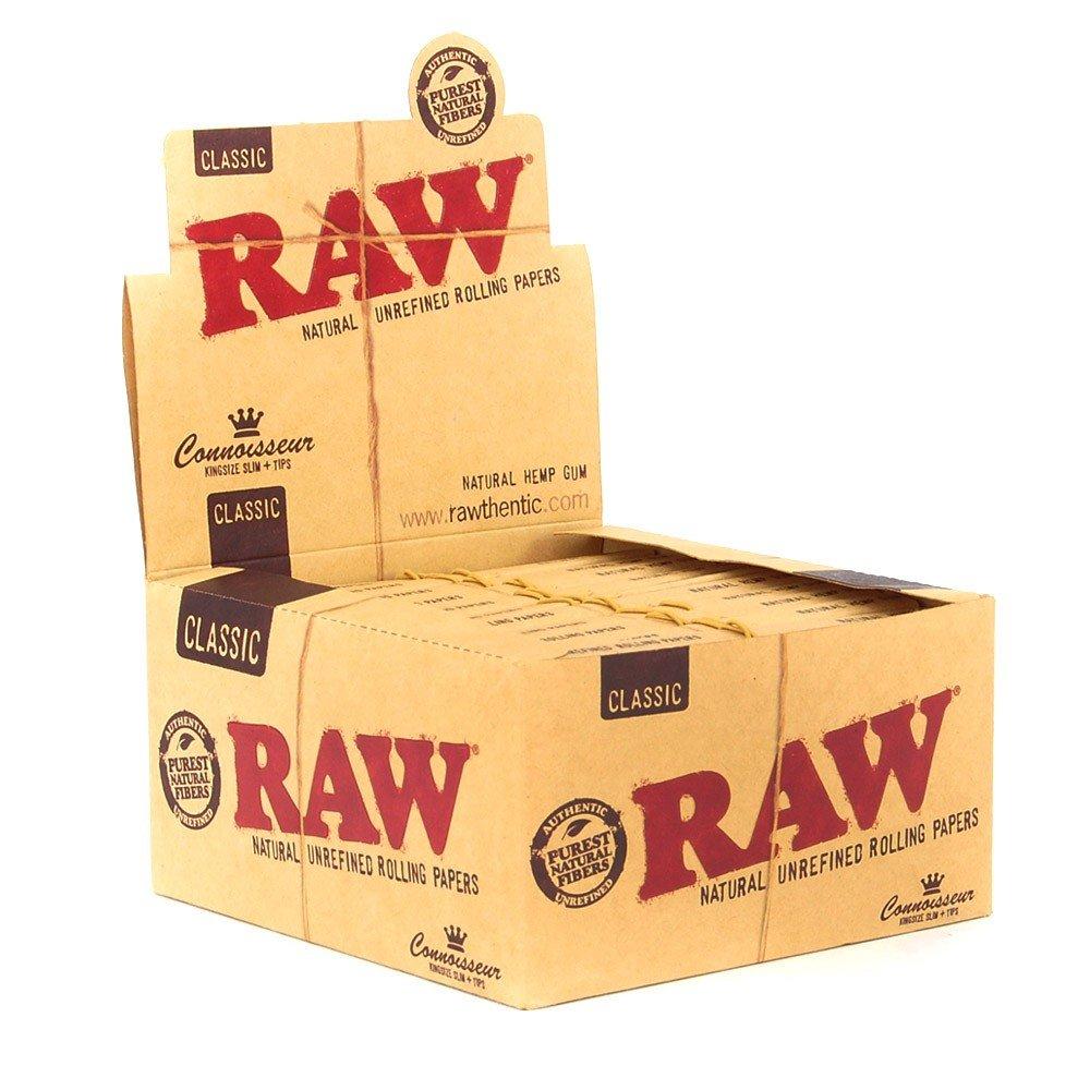 Raw Classic Connoisseur King Size Slim + Tips 24 per Box - Smoker's World of Hollywood