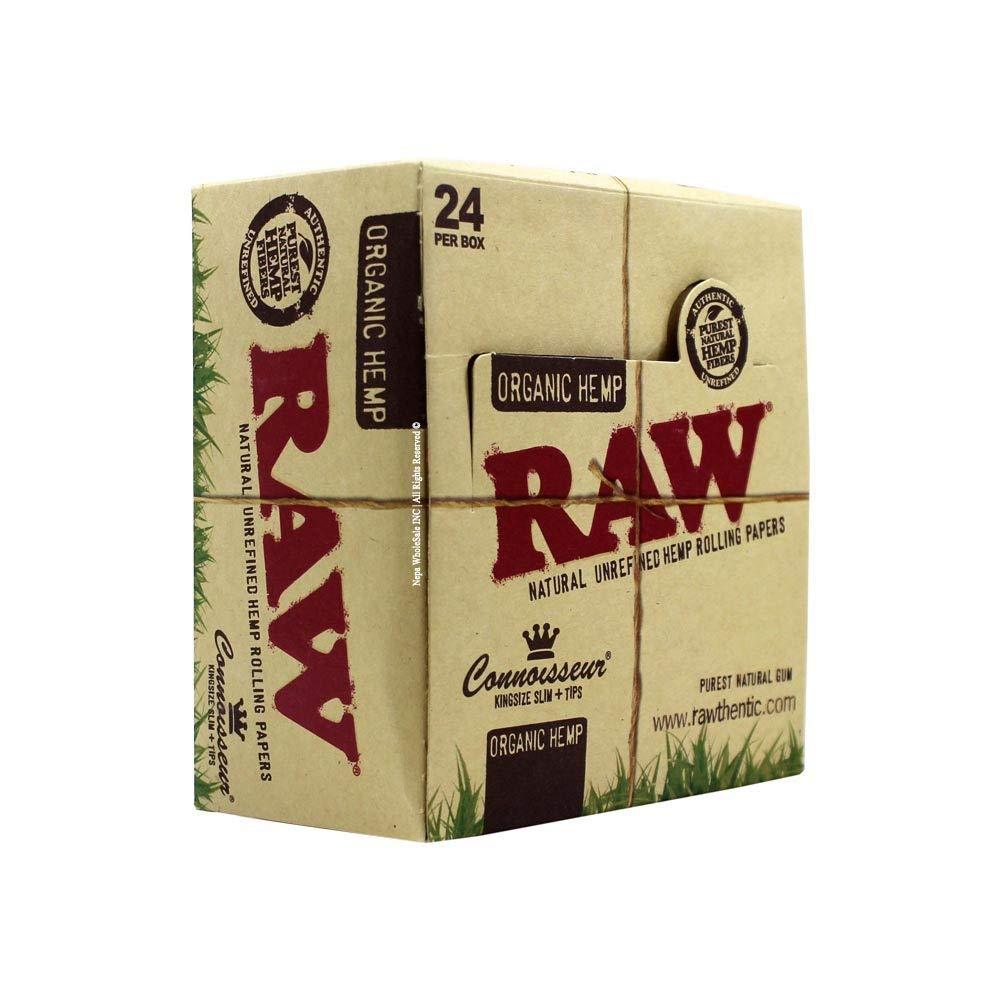 Raw Organic Hemp Connoisseur King Size Slim + Tips 24 per Box - Smoker's World of Hollywood