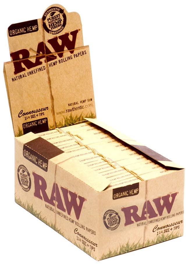 Raw Organic Hemp Connoisseur 1 1/4 + Tips 24 per Box - Smoker's World of Hollywood