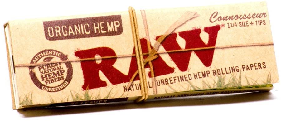 Raw Organic Hemp Connoisseur 1 1/4 + Tips 24 per Box - Smoker's World of Hollywood