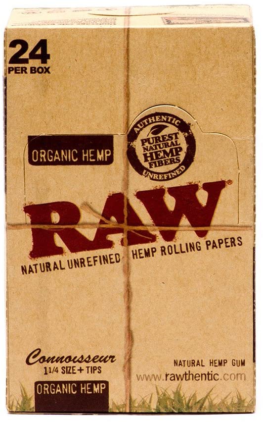 Raw Organic Hemp Connoisseur 1 1/4 + Tips 24 per Box - Smoker's World of Hollywood