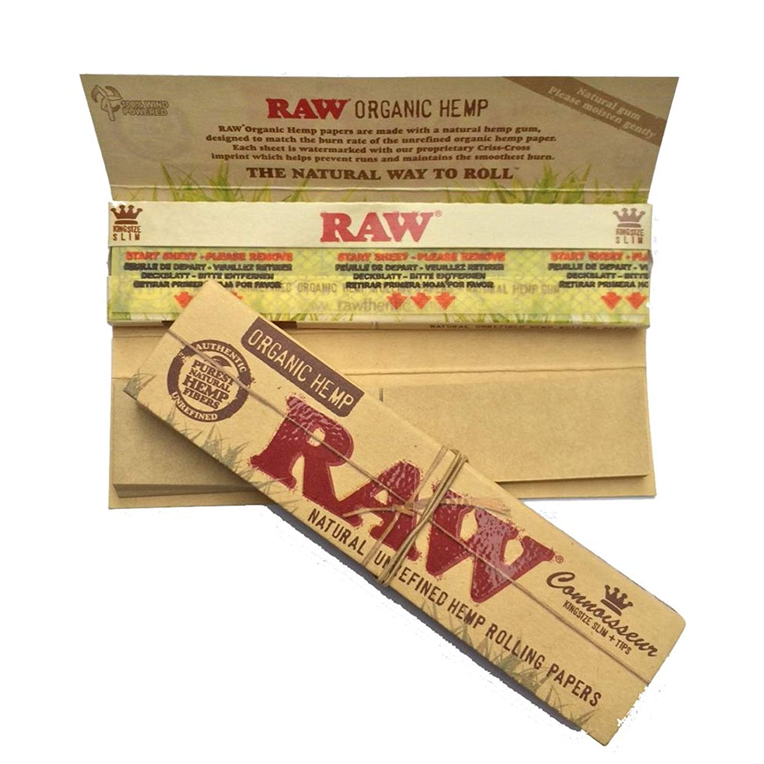 Raw Organic Hemp Connoisseur King Size Slim + Tips 24 per Box - Smoker's World of Hollywood