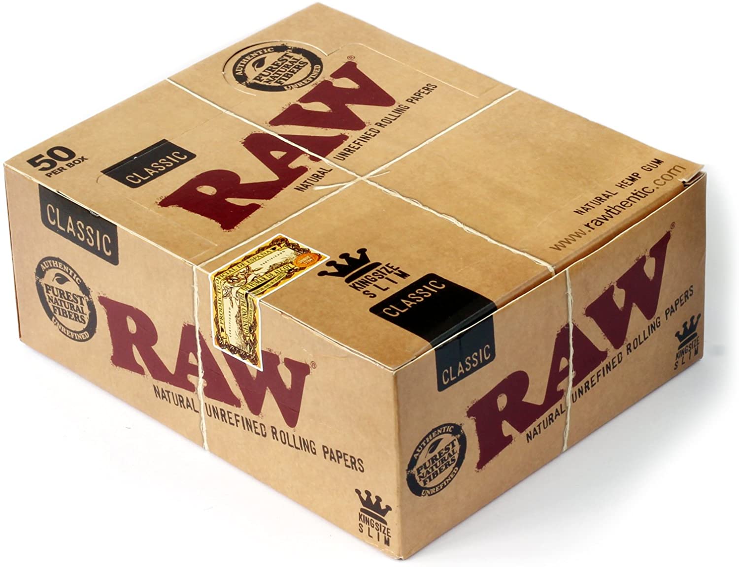 Raw Classic King Size Slim Rolling Paper Full - Box Of 50 Packs - Smoker's World of Hollywood